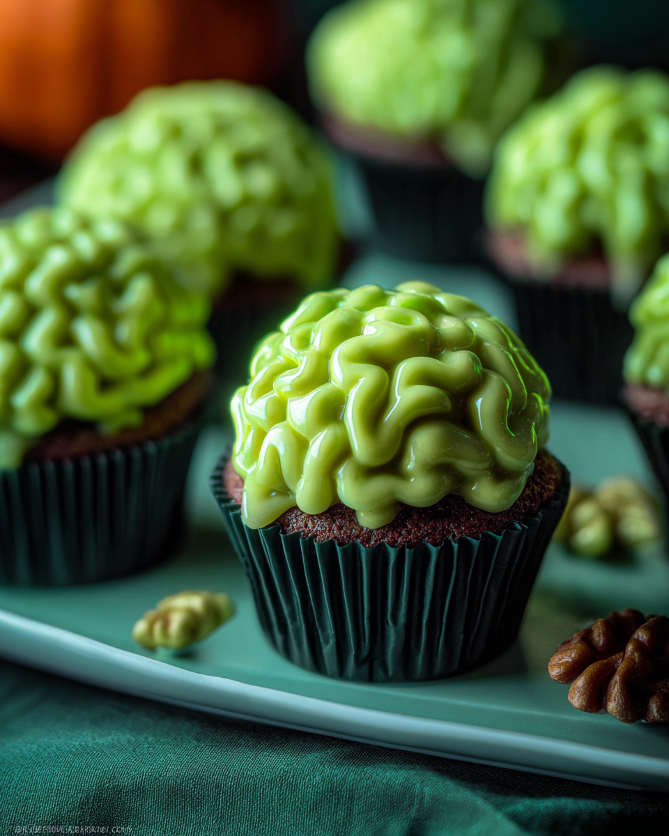 Green Zombie Brain Cupcakes Recipe