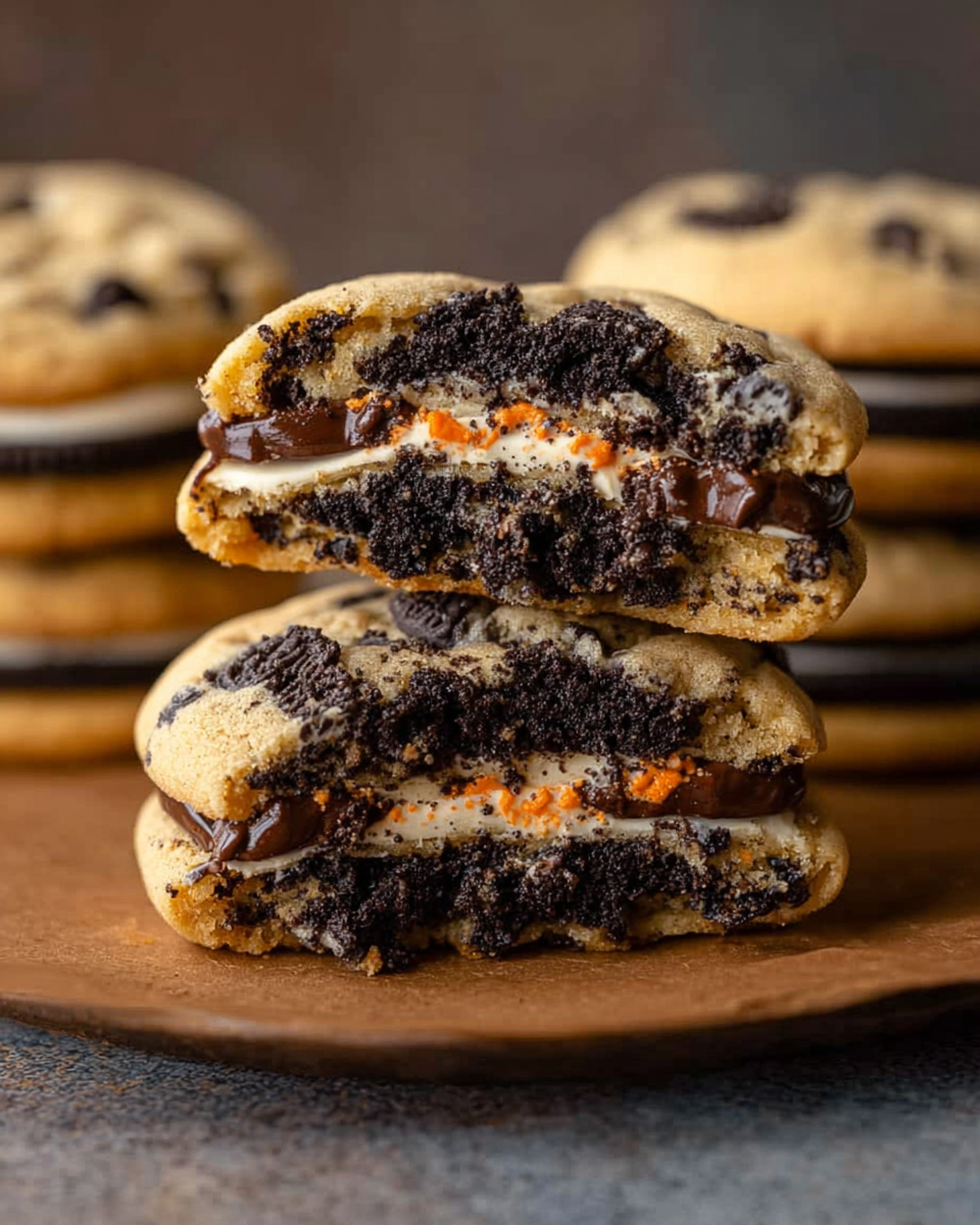 Halloween Oreo Stuffed Chocolate Chip Cookies Recipe