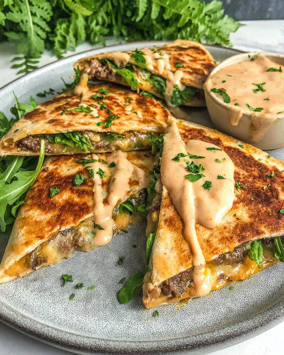 Cheeseburger Quesadillas with Burger Sauce Dinner Recipe