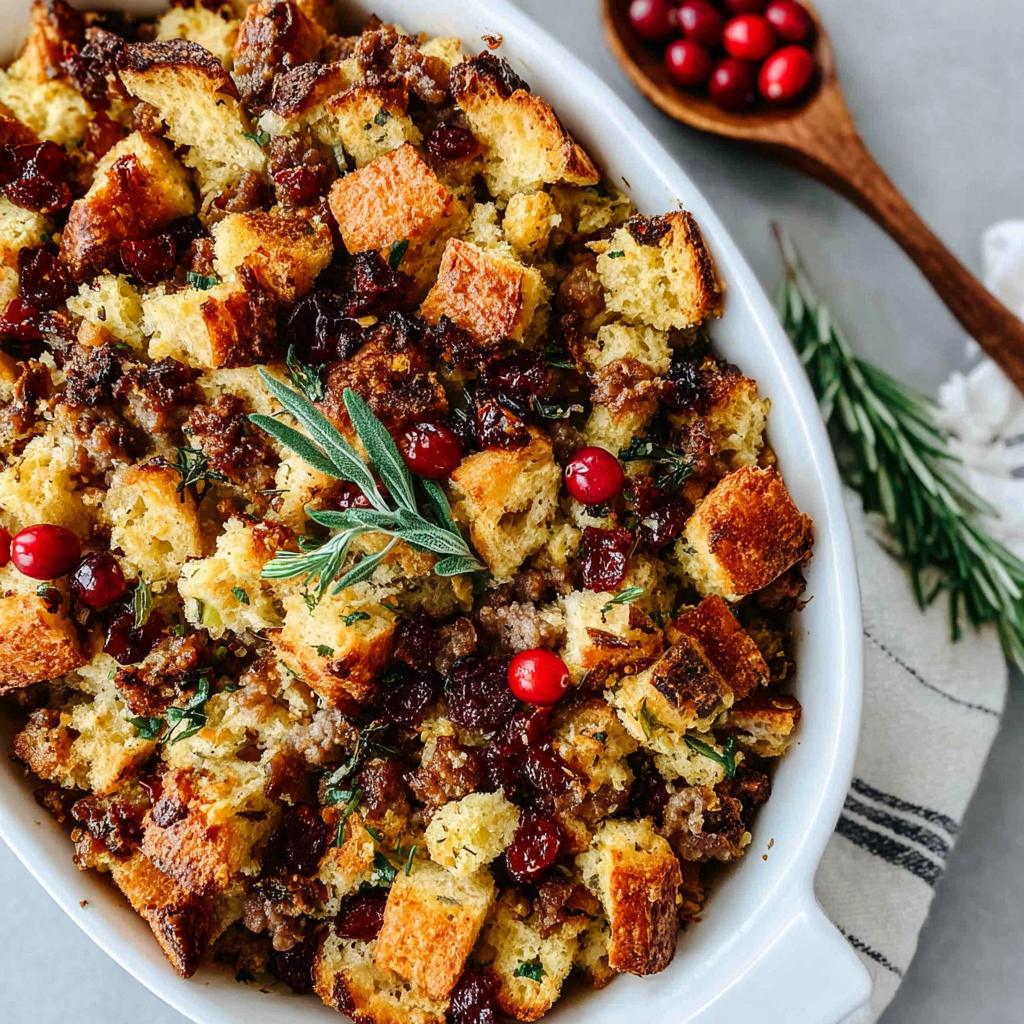 Delicious Cranberry Apple Sausage Stuffing Recipe