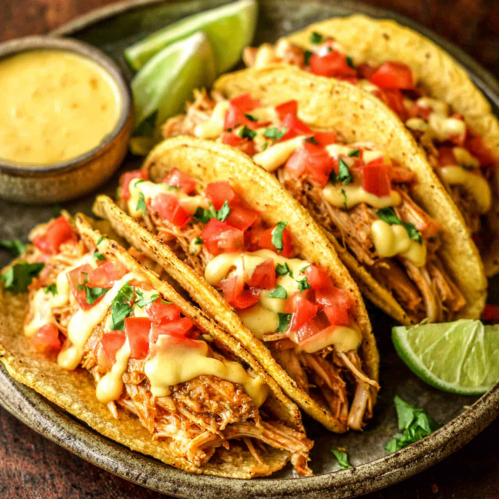 Flavorful Slow Cooker Queso Chicken Tacos Recipe