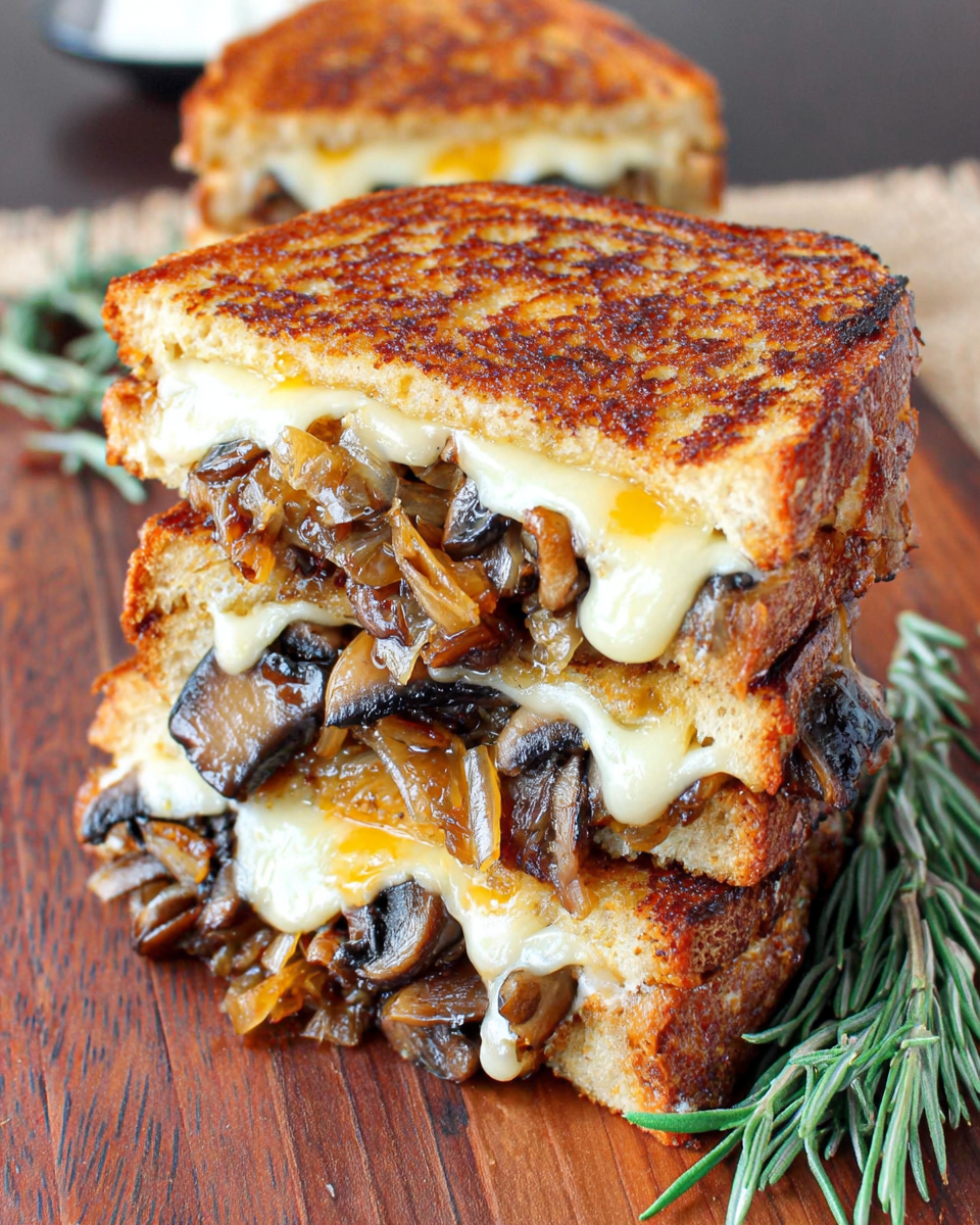 Gouda Grilled Cheese with Roasted Mushrooms and Onion