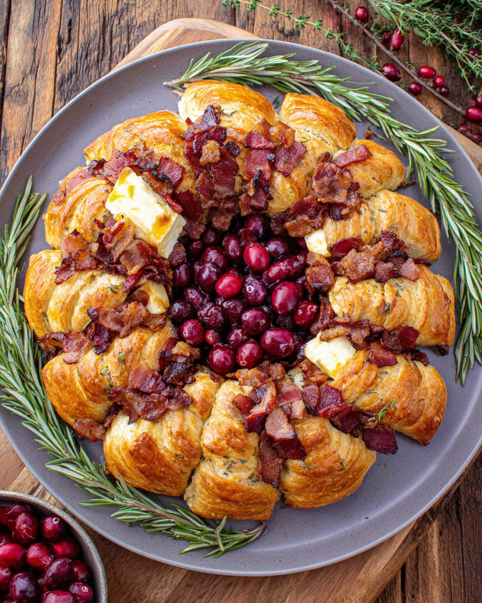 Bacon Brie Crescent Wreath for Festive Gatherings