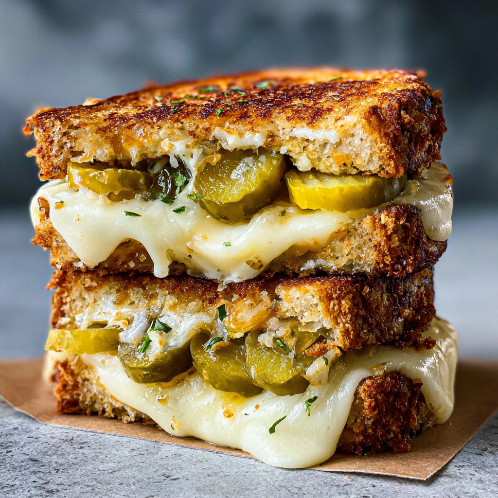 Crispy Dill Pickle Grilled Cheese Sandwich